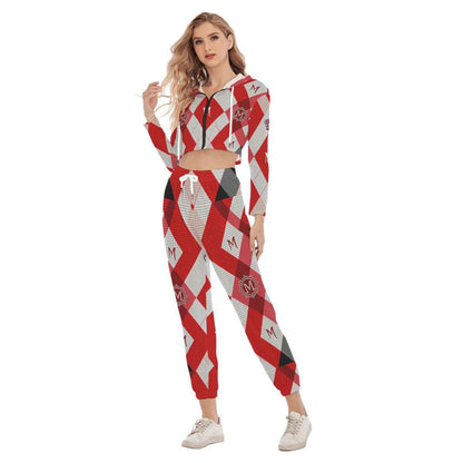 MUNSIEUR All-Over Print Women's Crop Sweater Set