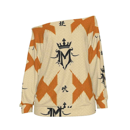 All-Over Print Oversized Women's Off-Shoulder Sweatshirt