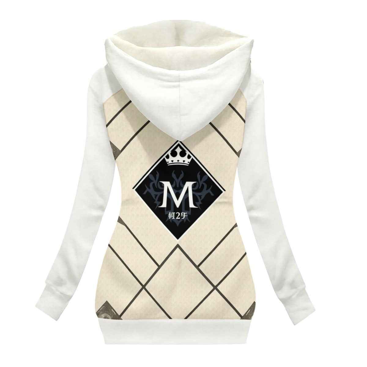 MUNSIEUR All-Over Print Women's Long Jacket With Fleece Lining