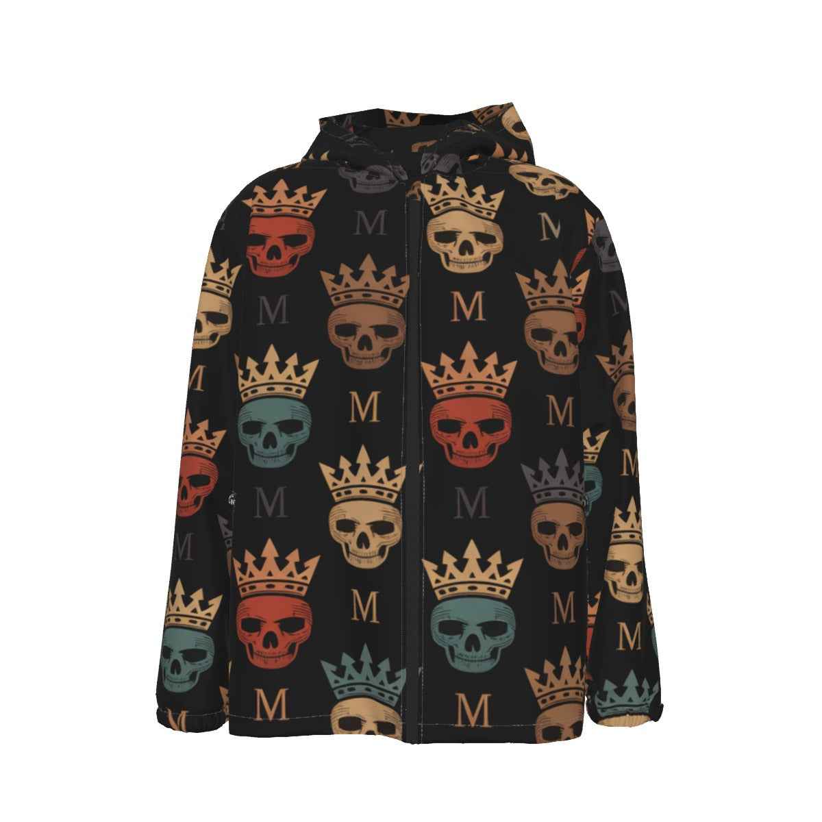 All-Over Print Men's Hooded Zipper Windbreakers Coat