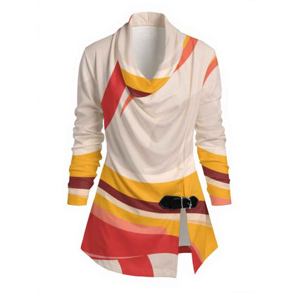 All-Over Print Women's Draped Long Sleeve Top