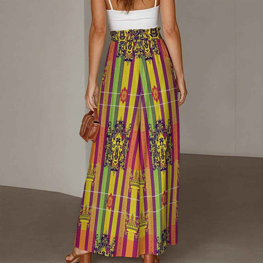 All-Over Print Women's Ruffled Wide-Leg Jeans Summertime Boho