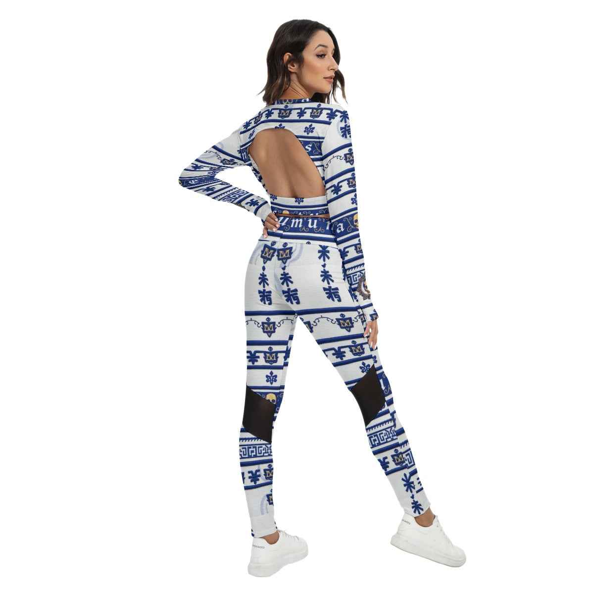All-Over Print Women's Sport Set With Backless Top And Leggings