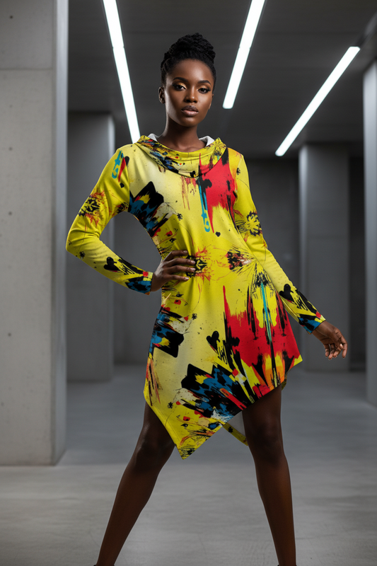MUNSIEUR All-Over Print Women's Asymmetric Hem Sweater