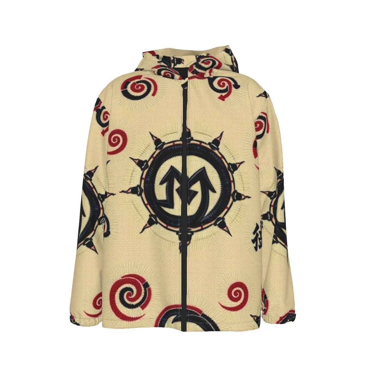 All-Over Print Men's Hooded Zipper Windproof Jacket