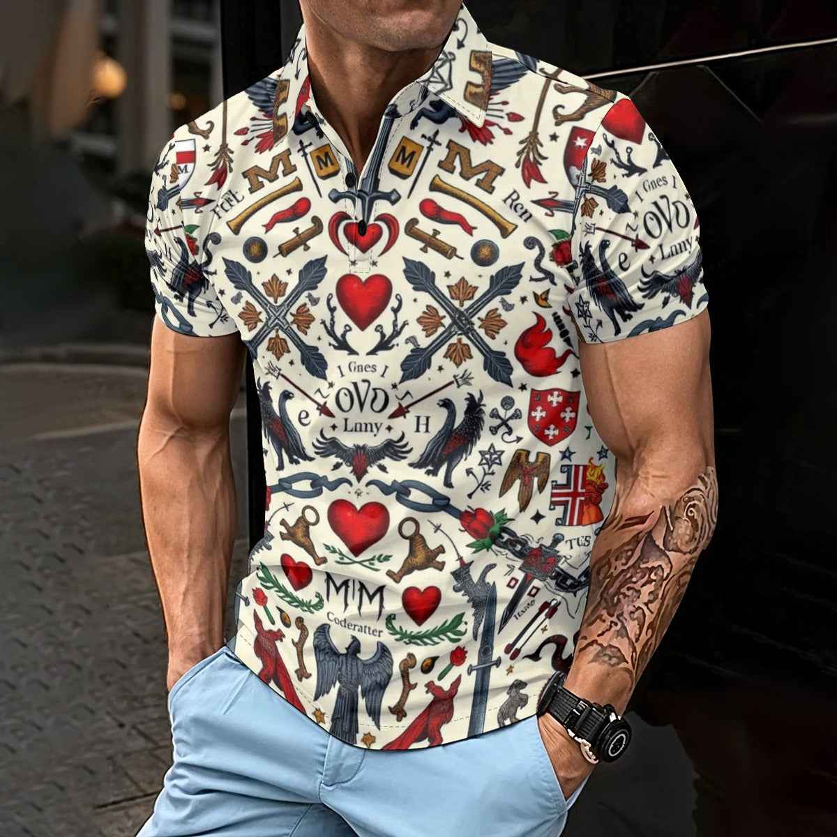 All-Over Print Men's Polo Shirt