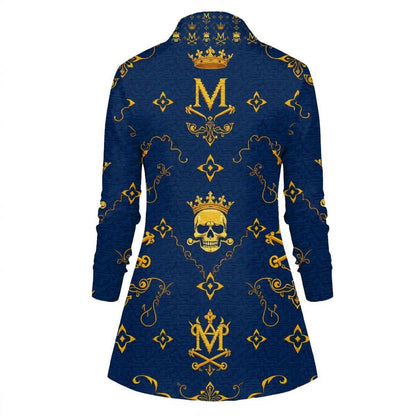 MUNSIEUR All-Over Print Women's Draped Long Sleeve Blouse