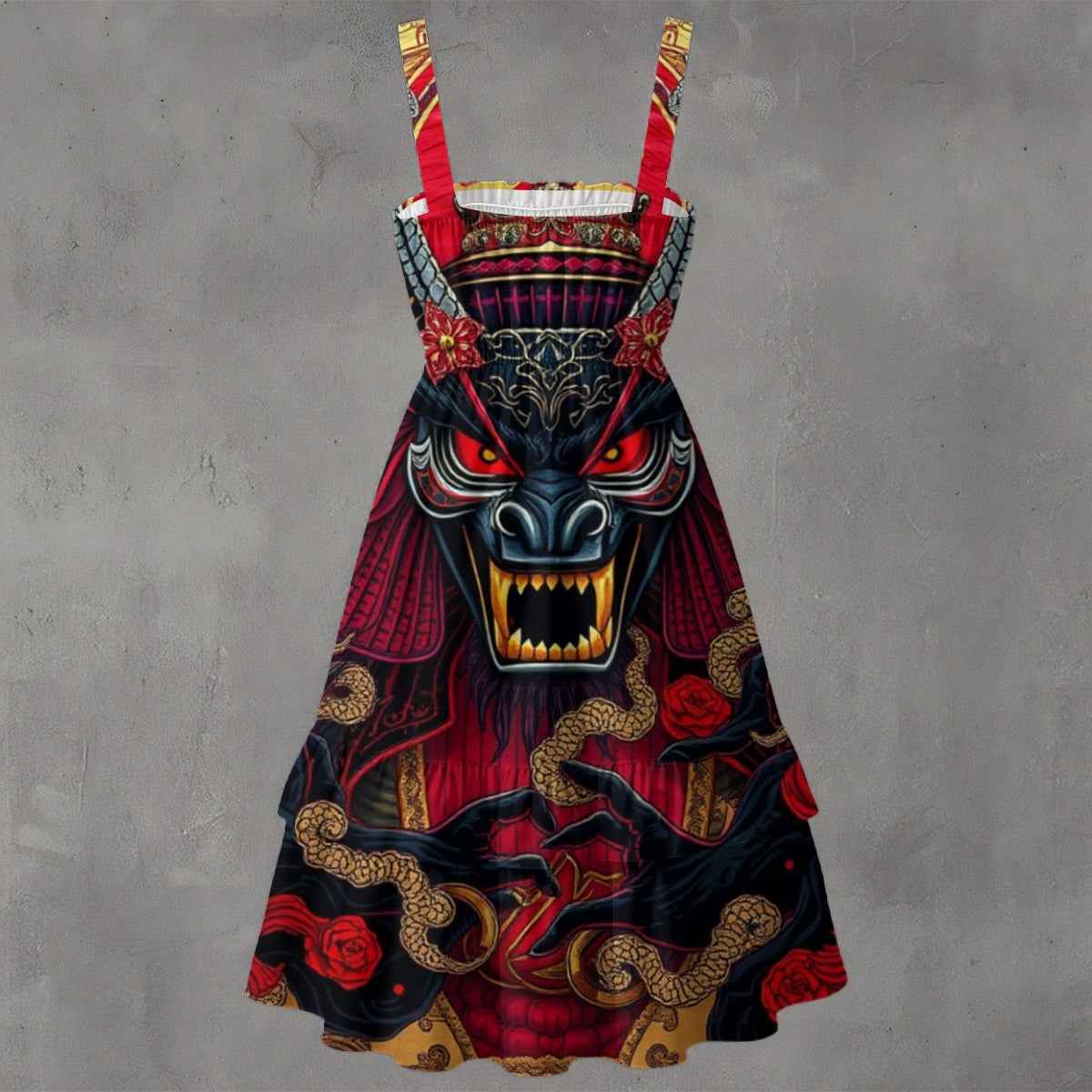 MUNSIEUR All-Over Print Women‘s Ruffle Hem Dress