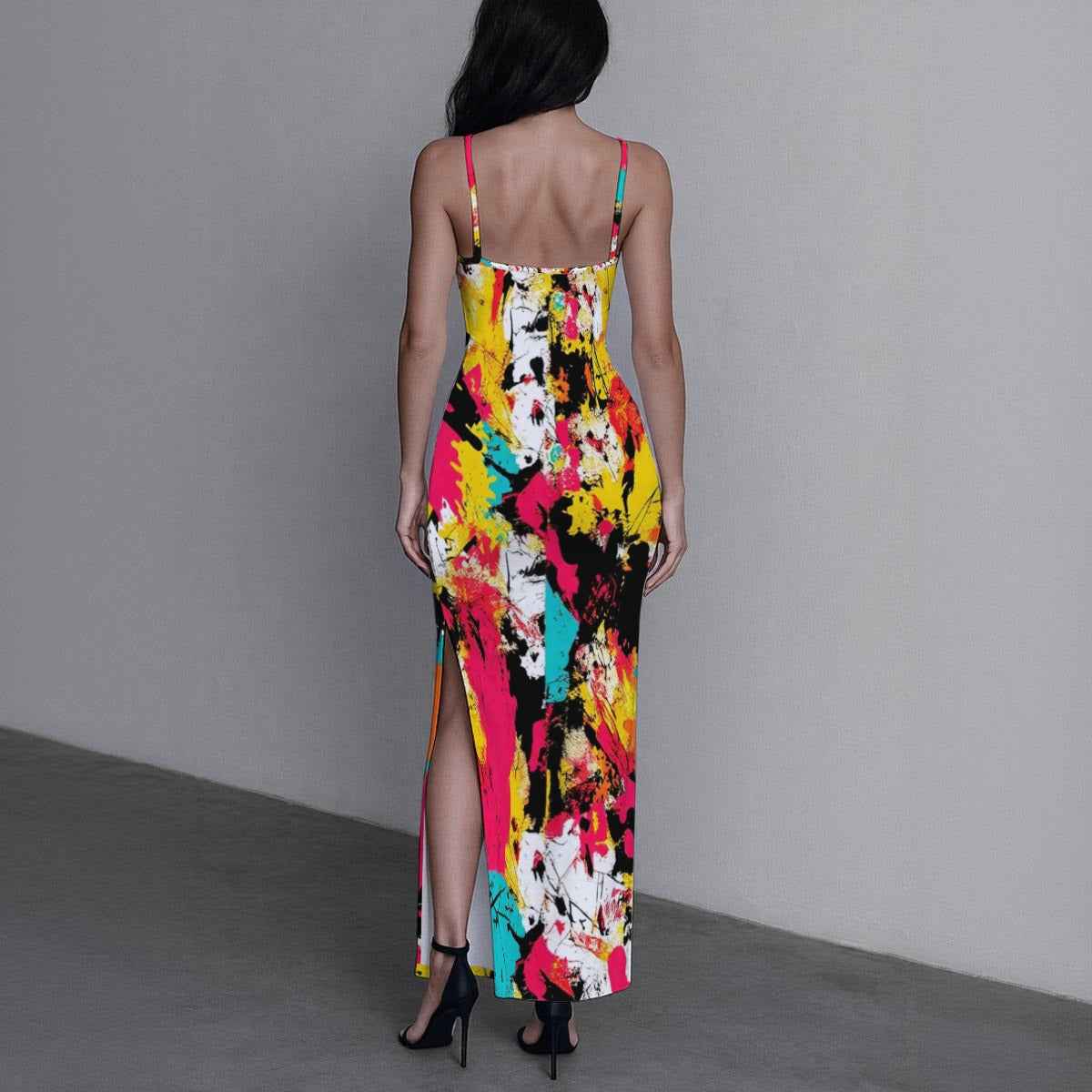 All-Over Print Women's Long Dress with Slit