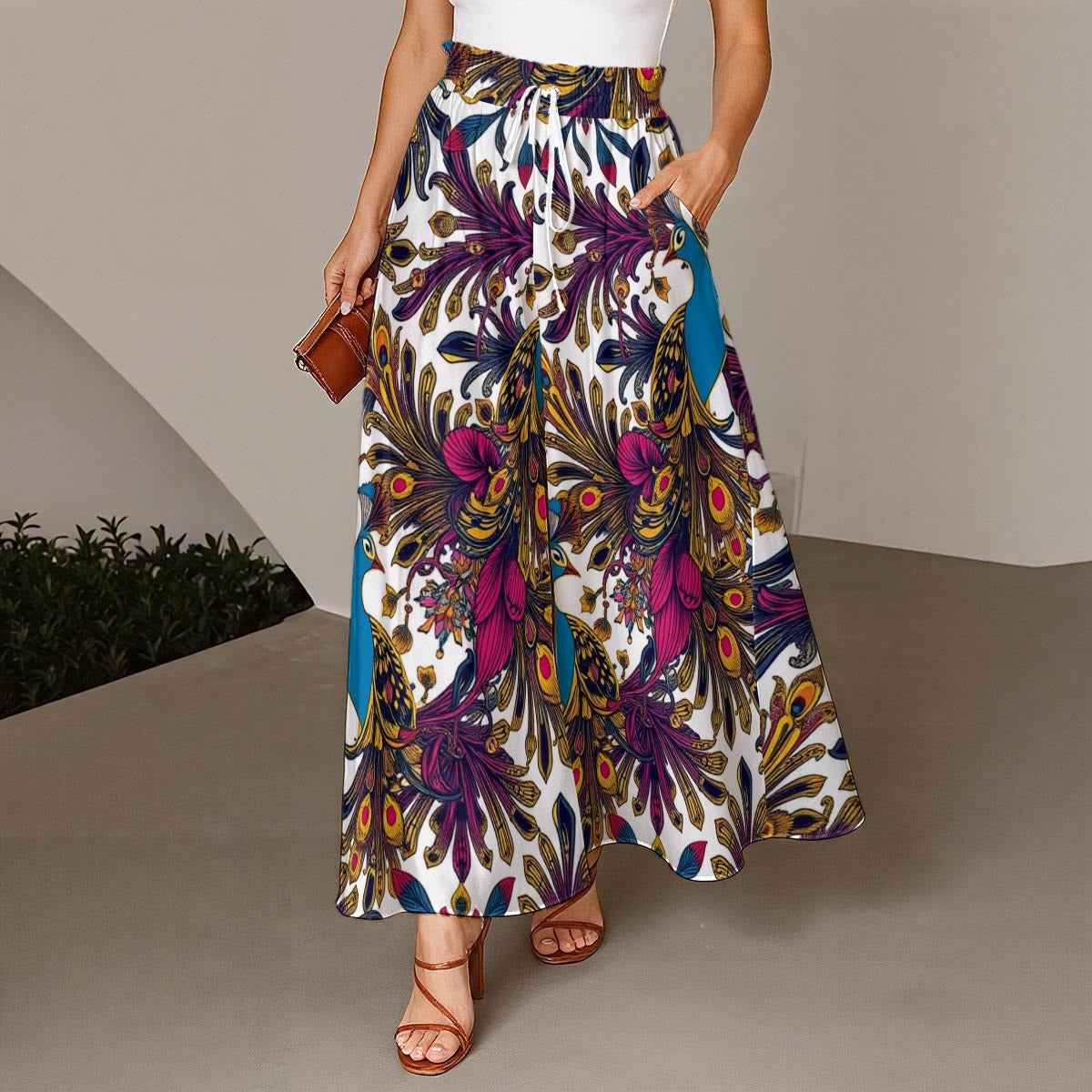 All-Over Print Women's Ruffled Wide-Leg Pants