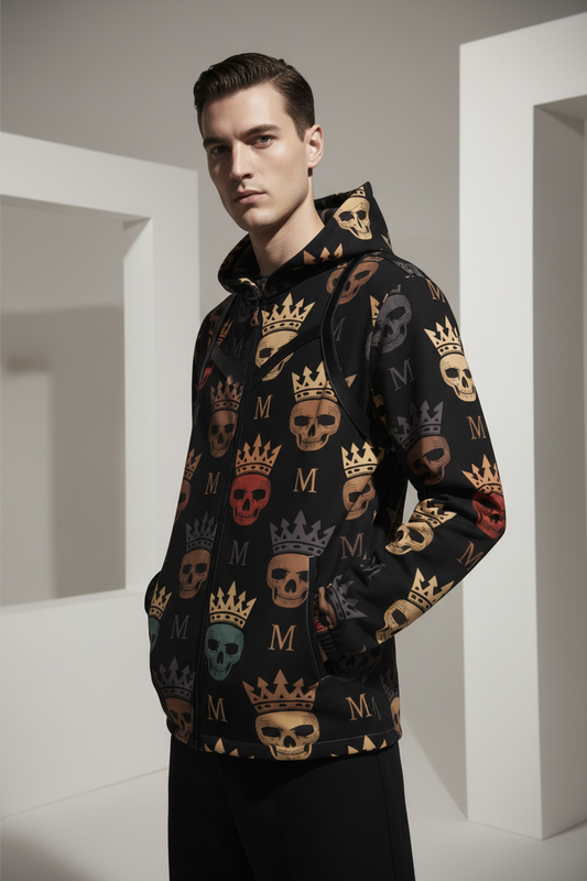 All-Over Print Men's Hooded Zipper Windbreakers Coat