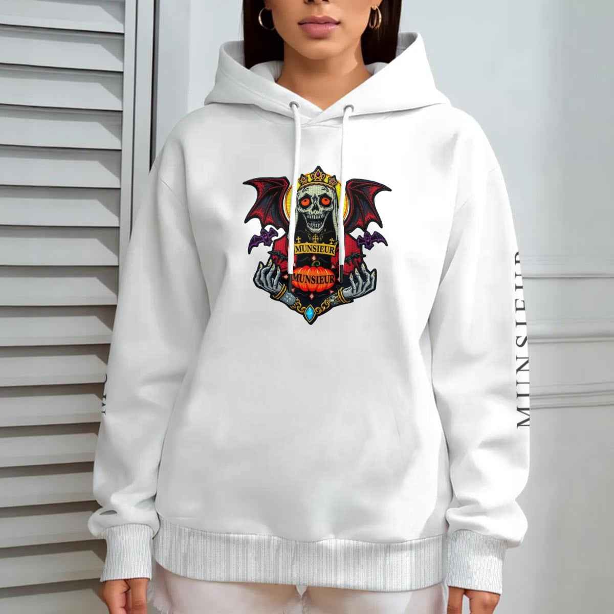 MUNSIEUR Women's Halloween Collection Oversize Sweater With Fleece without front pocket