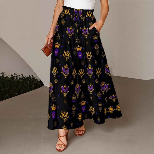 MUNSIEUR All-Over Print Women's Ruffled Wide-Leg Jeans