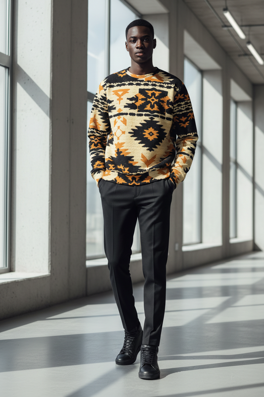 Hoodie Cetakan Puak Lelaki - Koleksi Baharu Cetakan Menyeluruh
