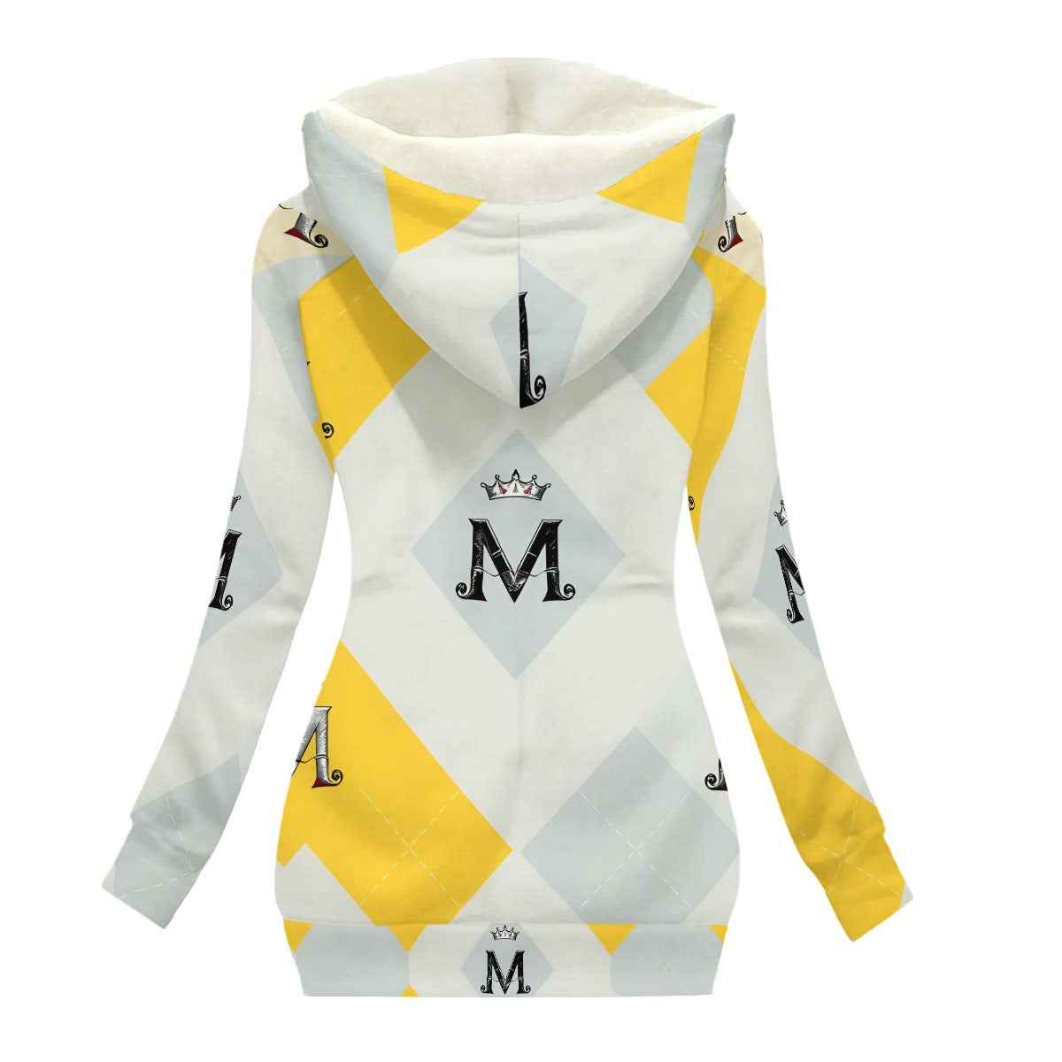 MUNSIEUR All-Over Print Women's Long Jacket With Fleece Lining