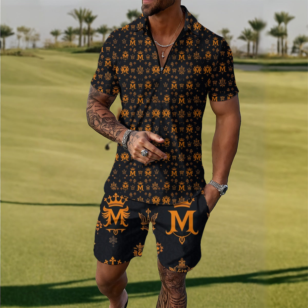 Munsieur Men's Shorts Set - Top + Shorts Lightweight Sportswear for Spring & Summer