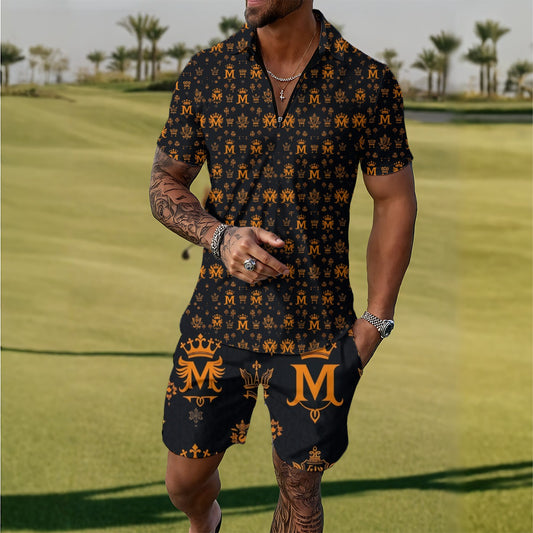 Munsieur Men's Shorts Set - Top + Shorts Lightweight Sportswear for Spring & Summer
