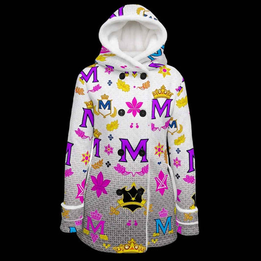 MUNSIEUR All-Over Print Women's Jacket Double-Breasted Winter Parka With Fleece Lining