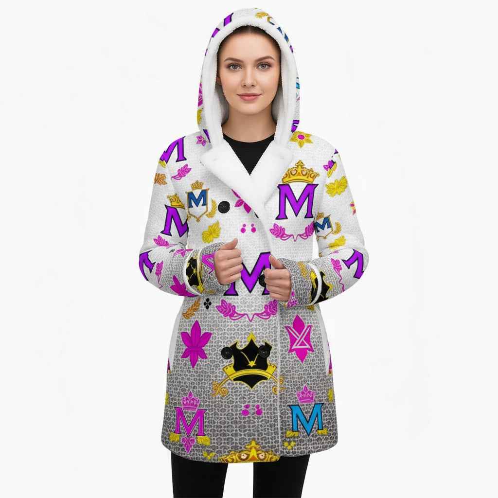 MUNSIEUR All-Over Print Women's Jacket Double-Breasted Winter Parka With Fleece Lining