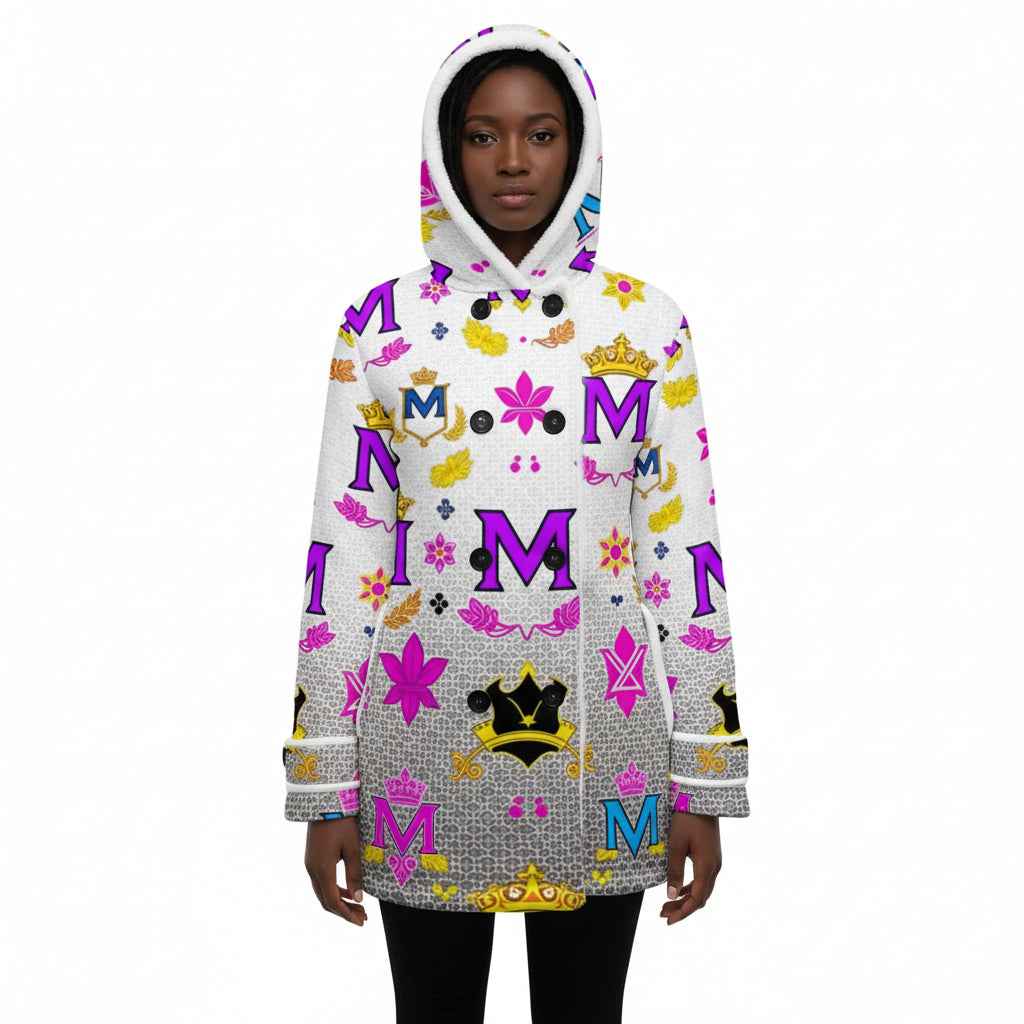MUNSIEUR All-Over Print Women's Jacket Double-Breasted Winter Parka With Fleece Lining