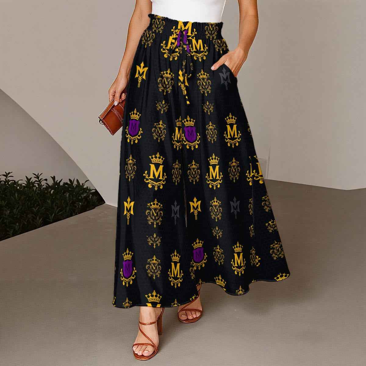 All-Over Print Women's Ruffled Wide-Leg Pants