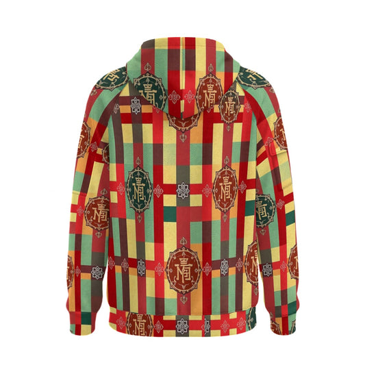 All-Over Print Men’s Fleece Half-Zip Hoodie With Pockets