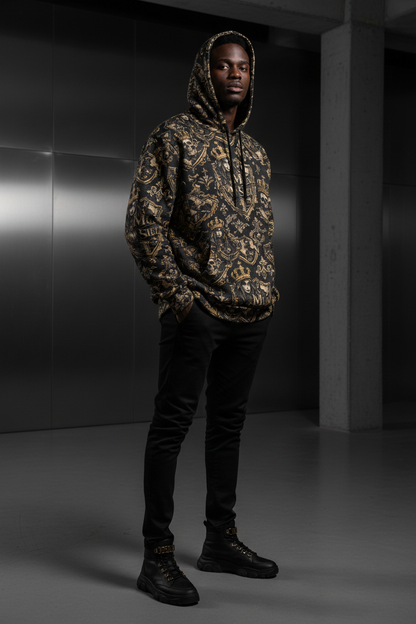 Men's All-Over Print Pullover Hoodie - 310GSM Cotton | MUNSIEUR