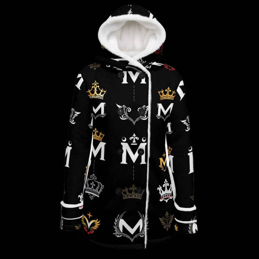 MUNSIEUR Women's Jacket All-Over Print Double-Breasted Winter Parka With Fleece