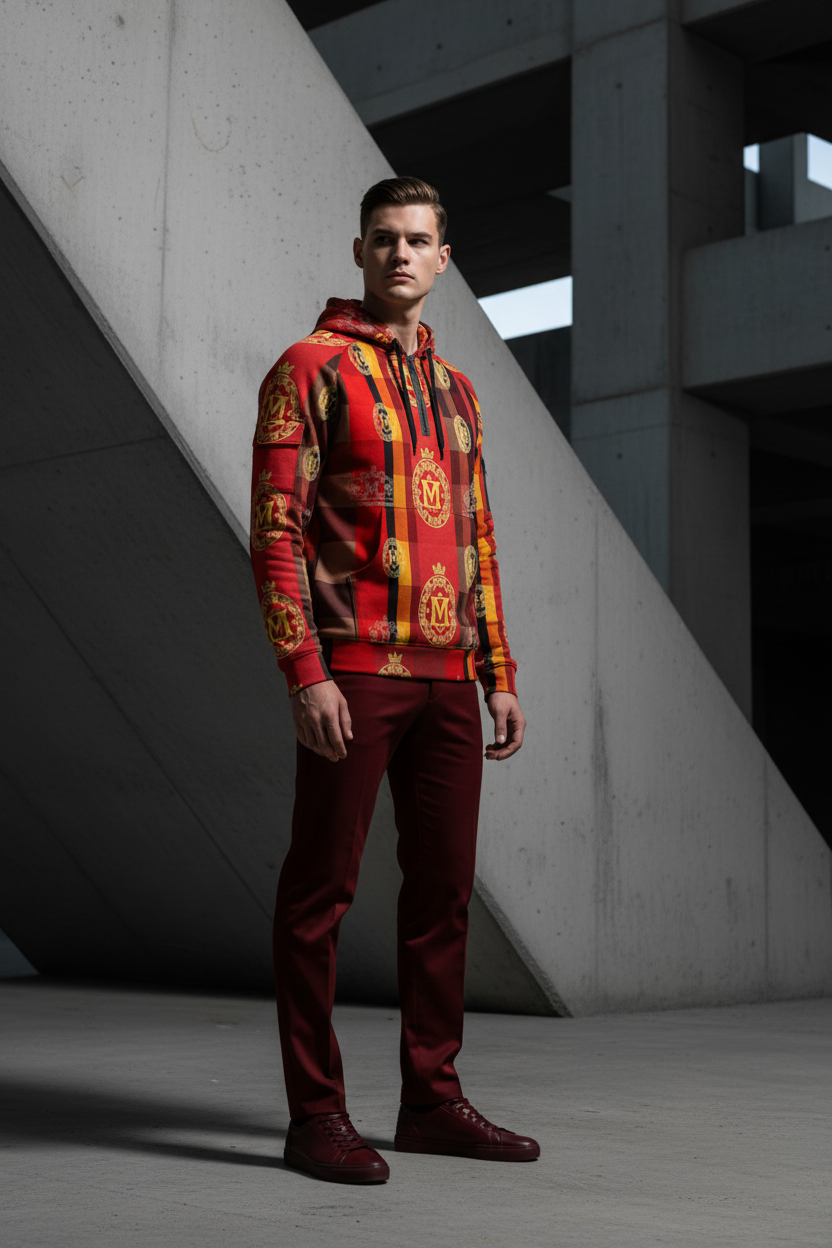 All-Over Print Men’s Fleece Half-Zip Hoodie With Arm Pockets