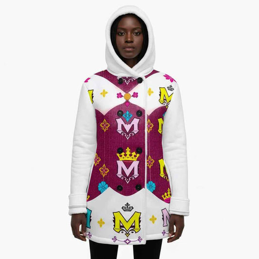 MUNSIEUR All-Over Print Women's Jacket Double-Breasted Winter Parka With Fleece