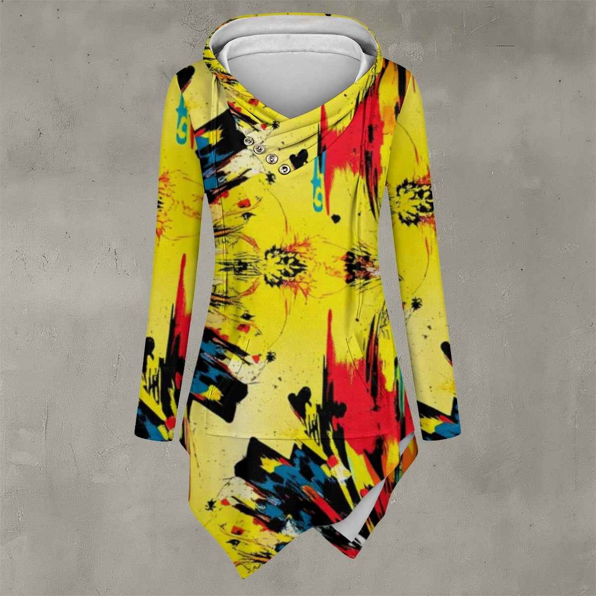 All-Over Print Women's Asymmetric Hem Hoodie