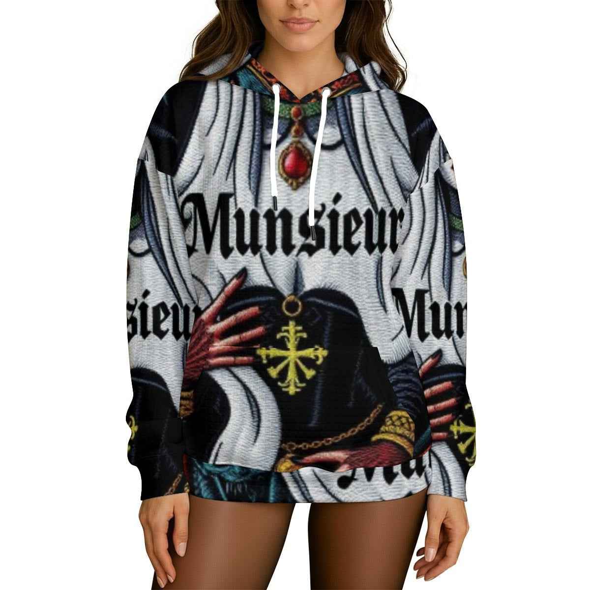 MUNSIEUR All-Over Print Women's Thick Waffle Knit Sweater