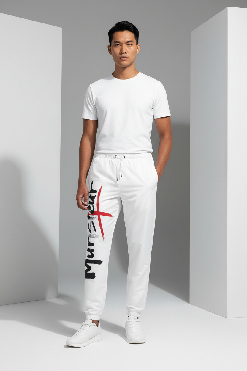 Men's White Joggers - Signature for Athletic Wear