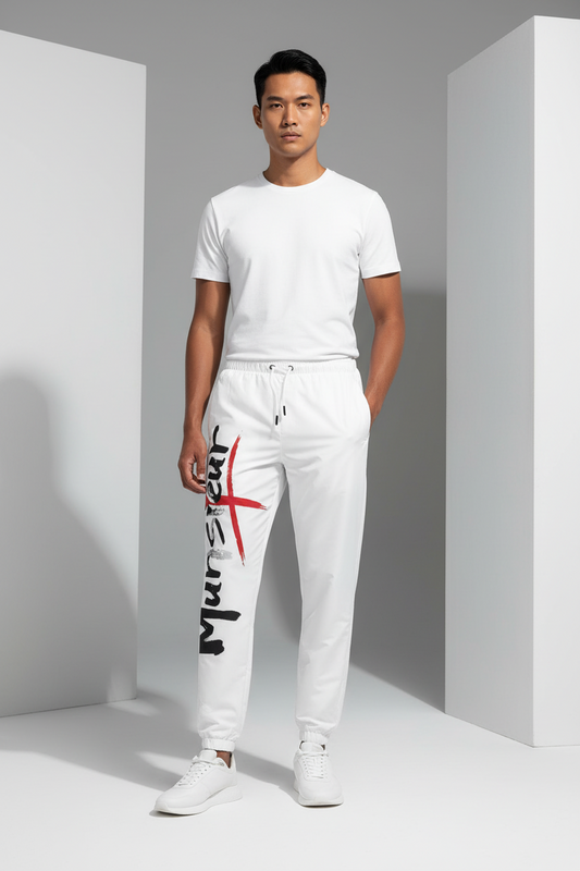 Men's White Joggers - Signature for Athletic Wear