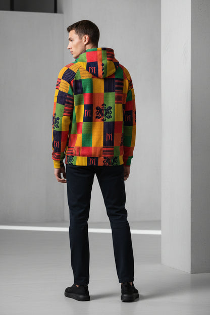 All-Over Print Men’s Fleece Half-Zip Hoodie With Arm Pockets by MUNSIEUR