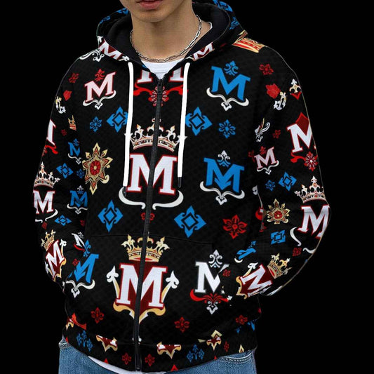 Men's Hoodie MUNSIEUR All-Over Print Heavy Fleece Zip Up "Truie 2"