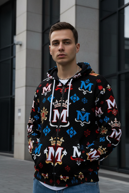 Men's Hoodie MUNSIEUR All-Over Print Heavy Fleece Zip Up "Truie 2"