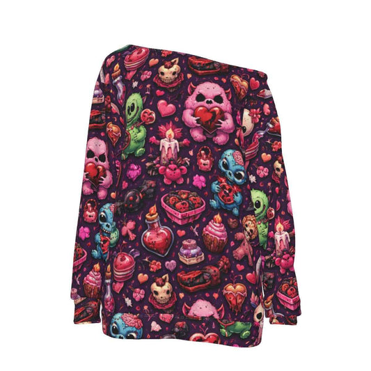 All-Over Print Women's Off-Shoulder Sweatshirt