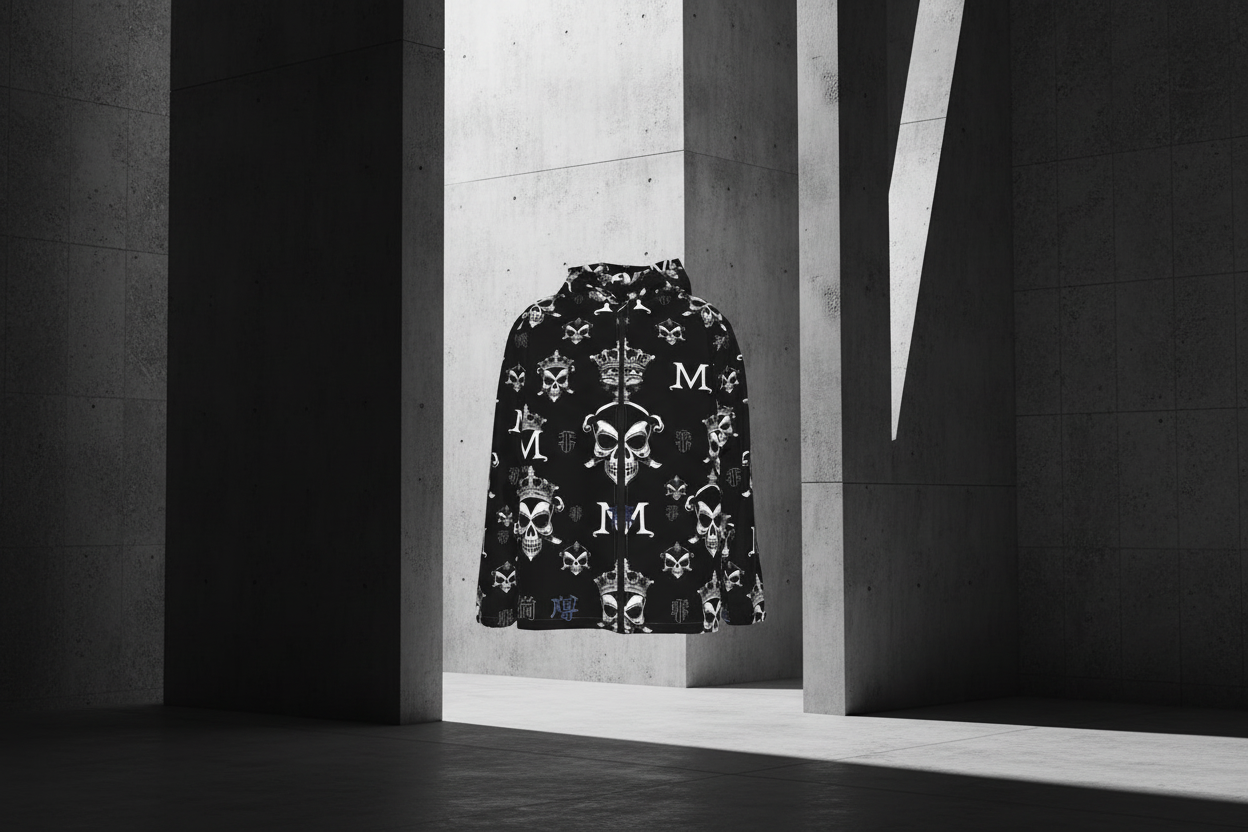 All-Over Print Men's Windbreaker Coat w Zipper