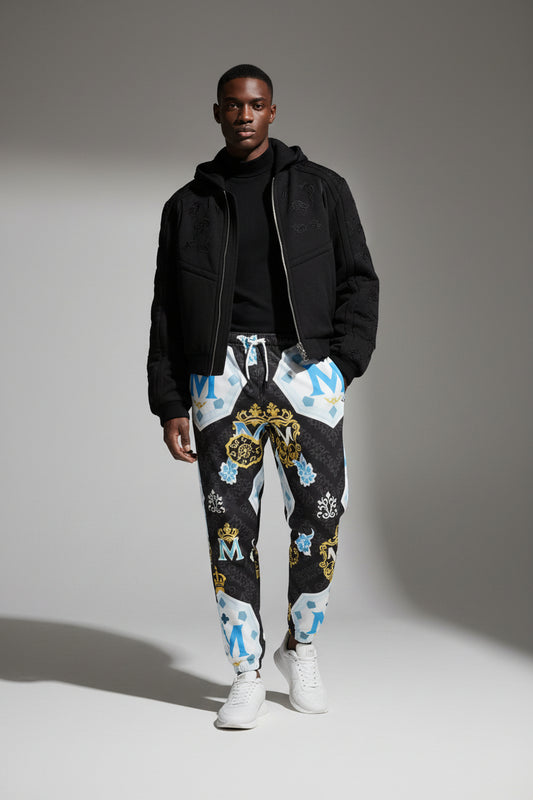 MUNSIEUR Men's All-Over Print Joggers Cotton