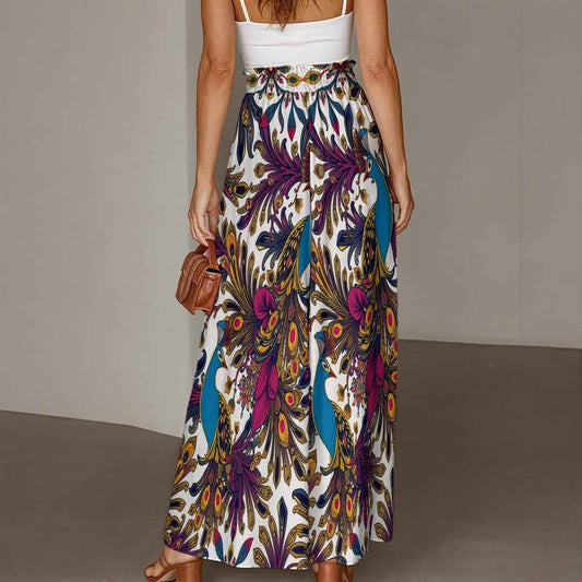 All-Over Print Women's Ruffled Wide-Leg Pants