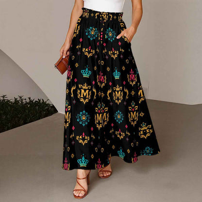 MUNSIEUR All-Over Print Women's Ruffled Wide-Leg Jeans and Sweats