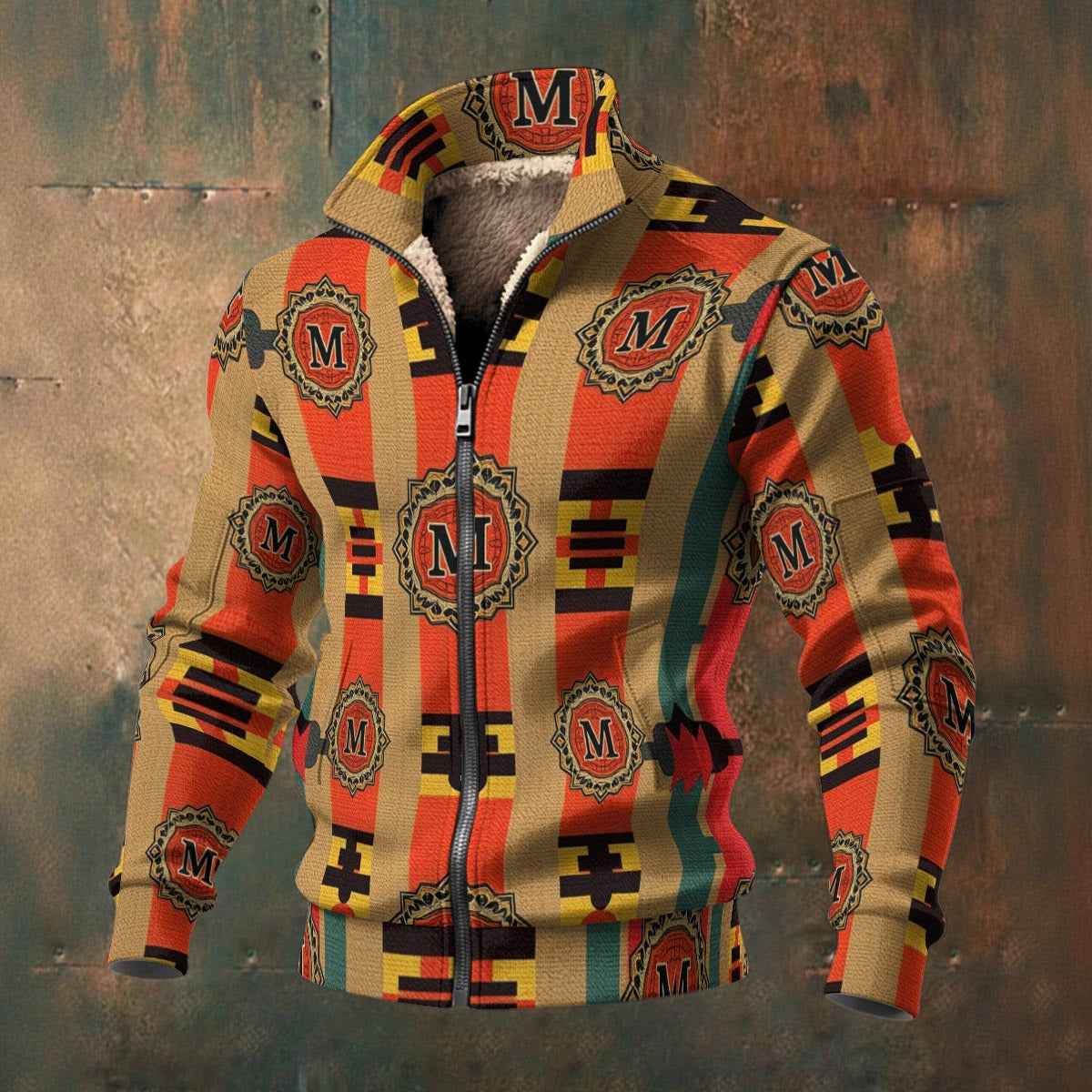 All-Over Print Men's Thick Knit Fleece Coat