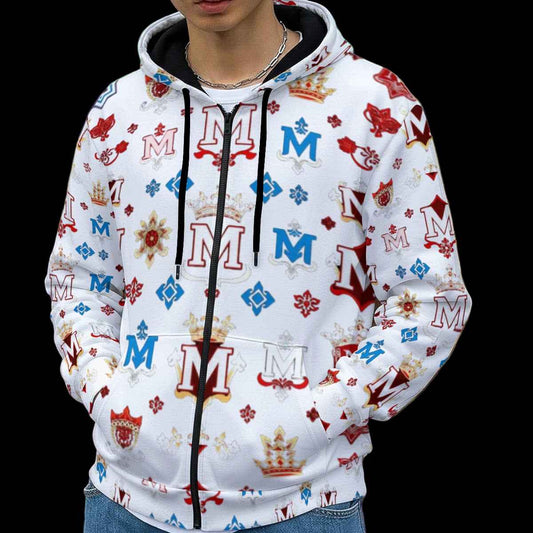 Men's Hoodie MUNSIEUR All-Over Print Heavy Fleece Zip Up "Truie"