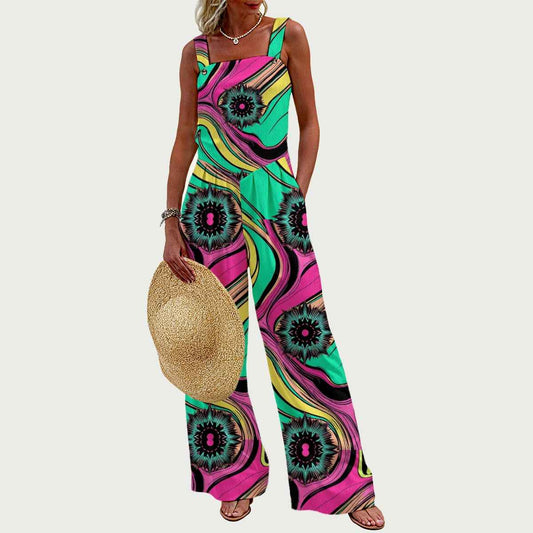 All-Over Print Women's Wide-Leg Jumpsuit