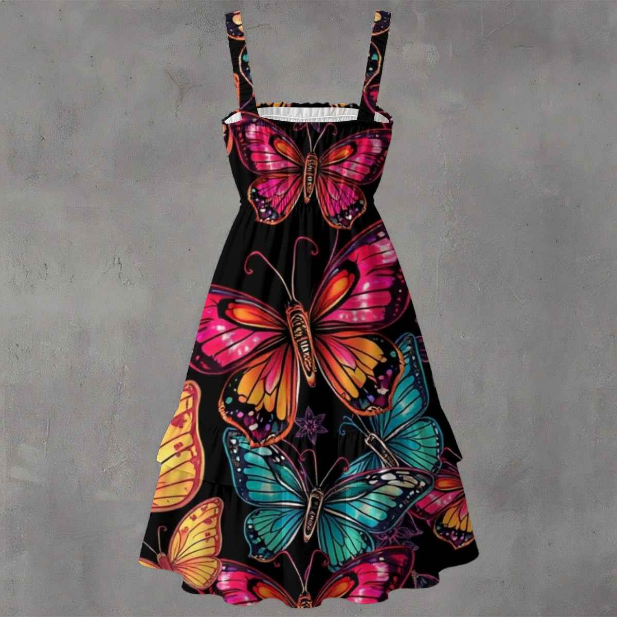 MUNSIEUR All-Over Print Women‘s Ruffle Hem Dress