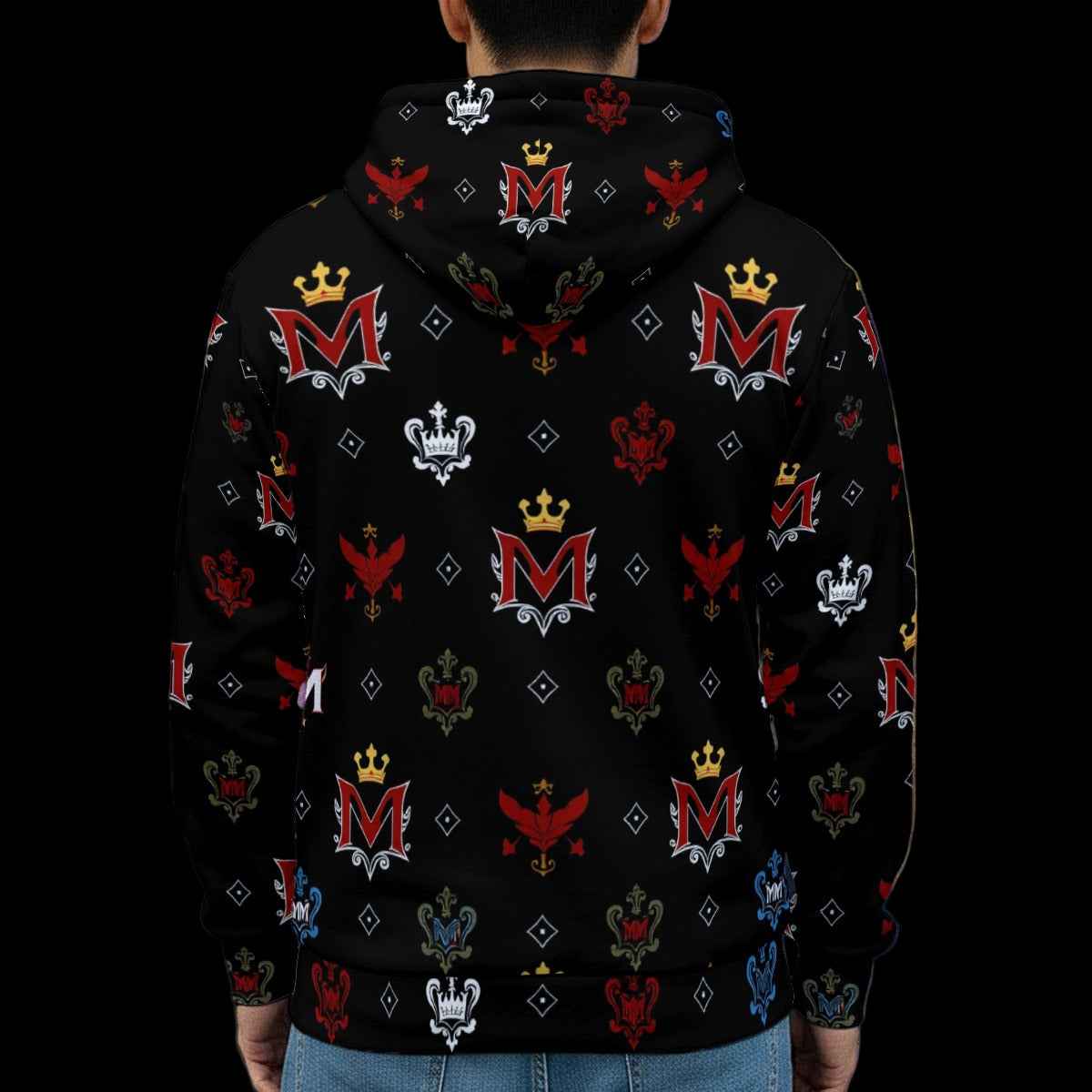 Men's Hoodie MUNSIEUR All-Over Print Heavy Fleece Zip Up "Ambitious"