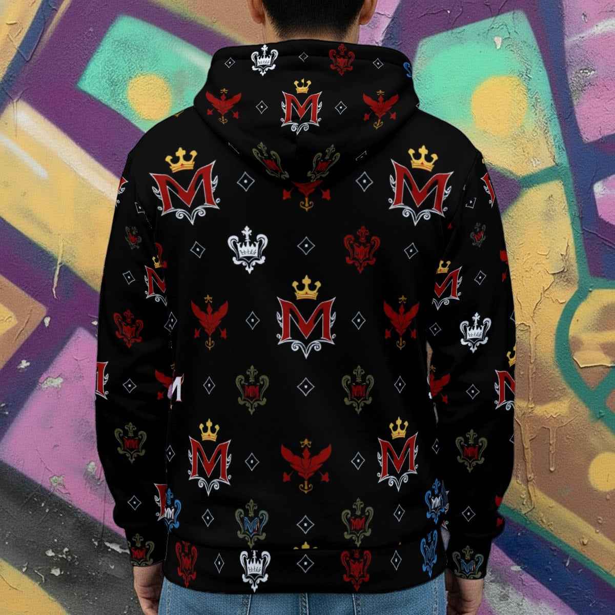 Men's Hoodie MUNSIEUR All-Over Print Heavy Fleece Zip Up "Ambitious"