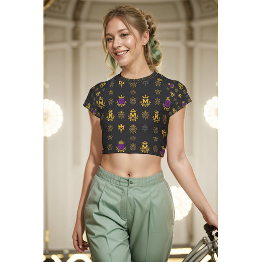 Munsieur Signature All-Over Print Women's Raglan Cropped T-shirt