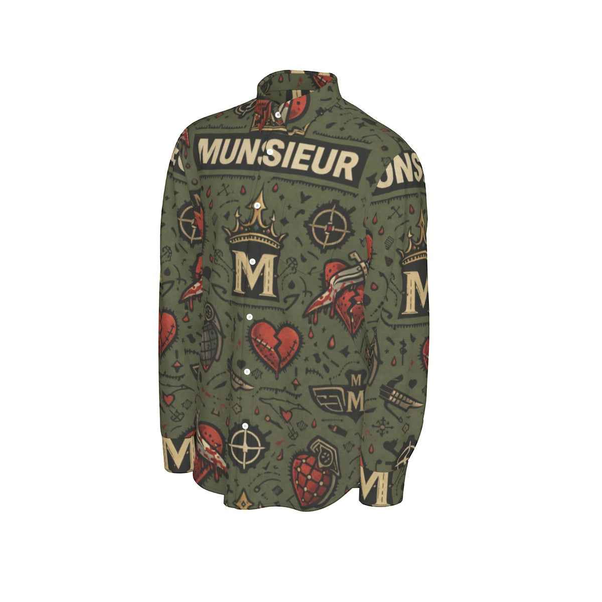 All-Over Print Men's Long Sleeve Shirt | 115GSM Cotton poplin